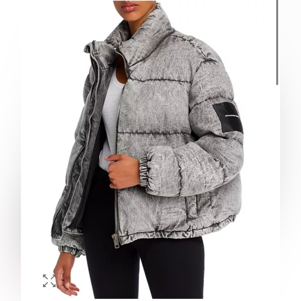 Alexander Wang Grey Bleached Denim Puffer Jacket oversized